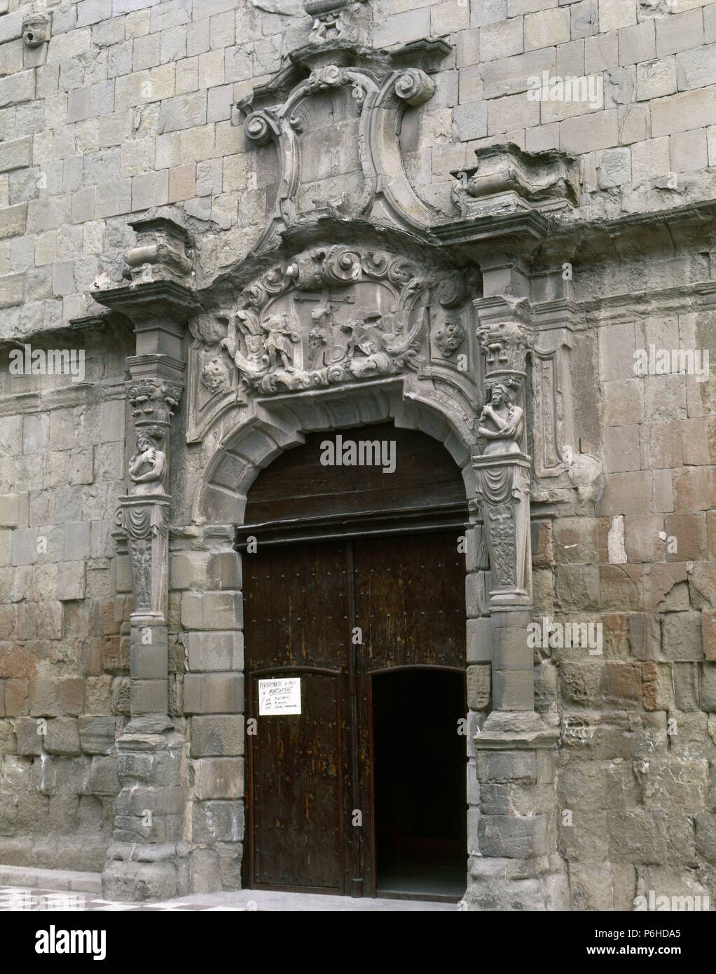 CATALUÑA. CERVERA. Portada barroca de la Iglesia de Sant Antoni. Provincia de Lleida. Comarca de La Segarra. Foto Stock