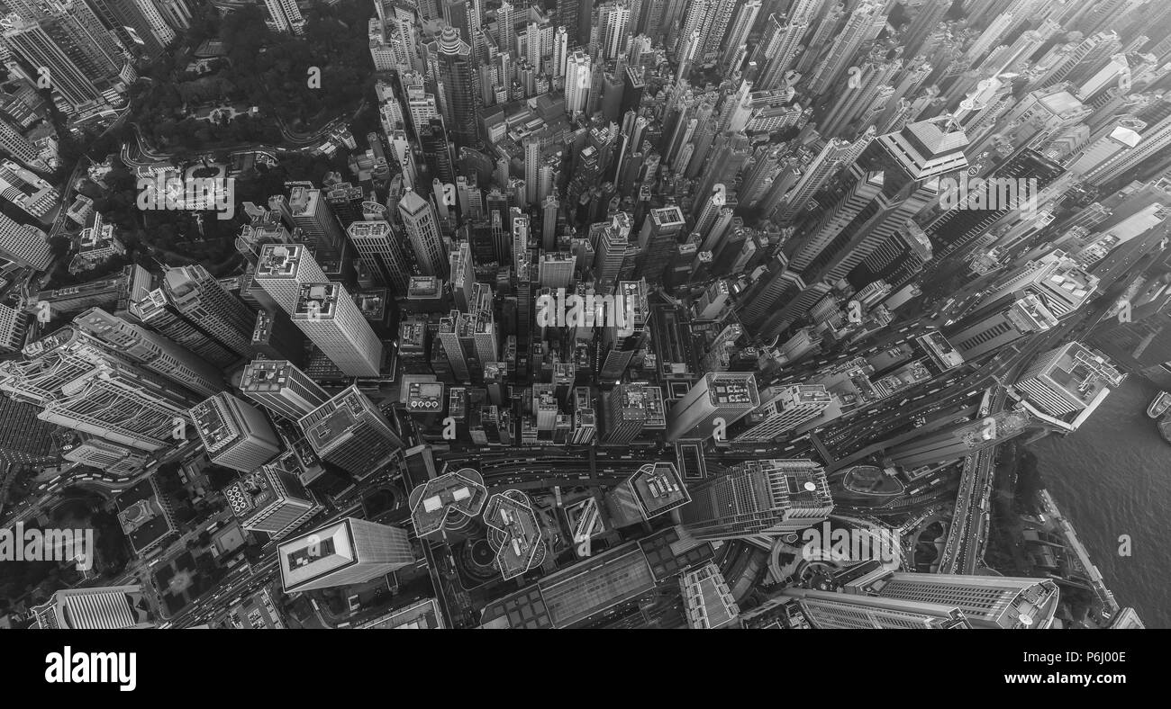 Vista aerea panorama di Hong Kong e Kowloon City Foto Stock