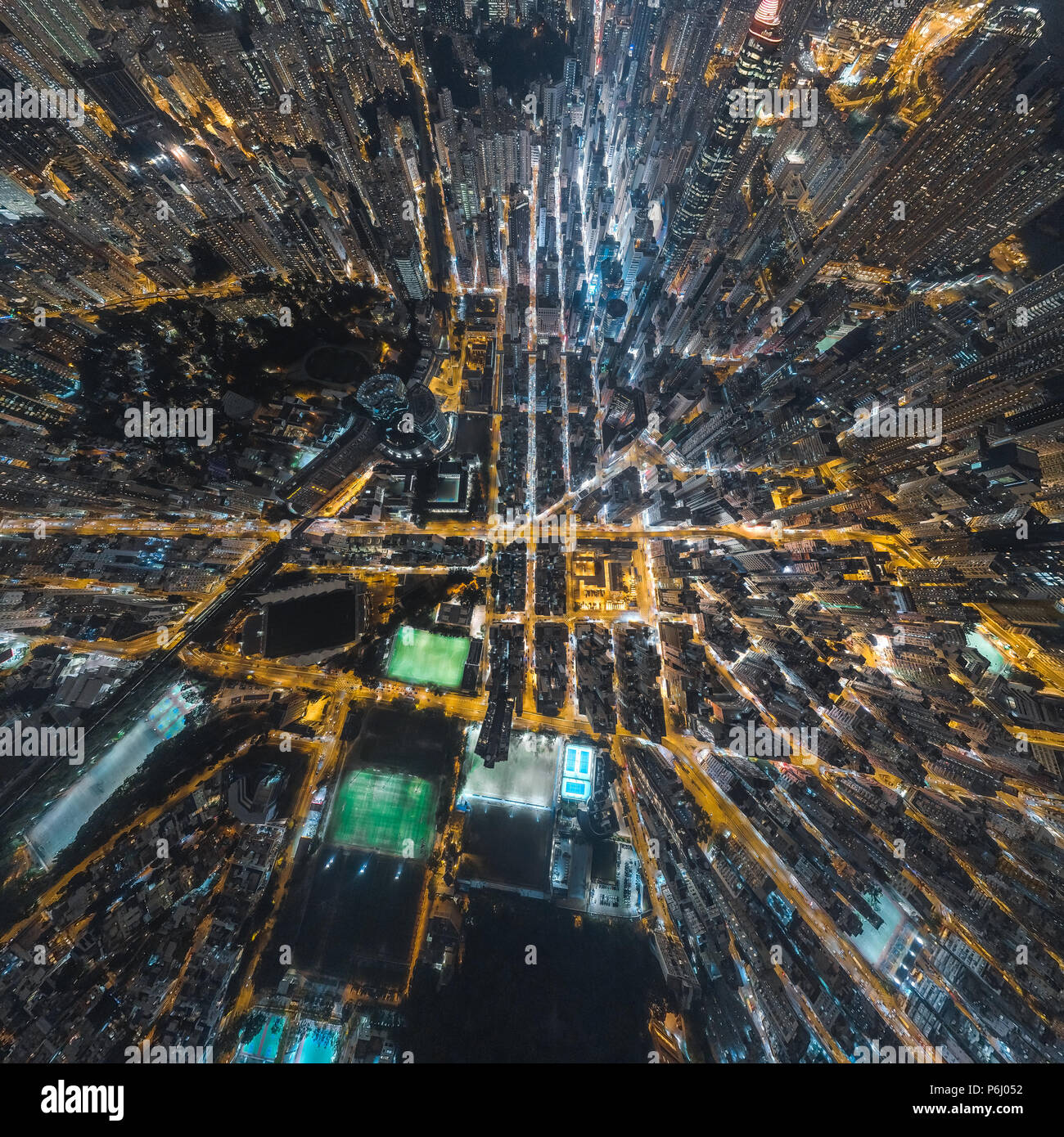 Vista aerea panorama di Hong Kong e Kowloon City Foto Stock