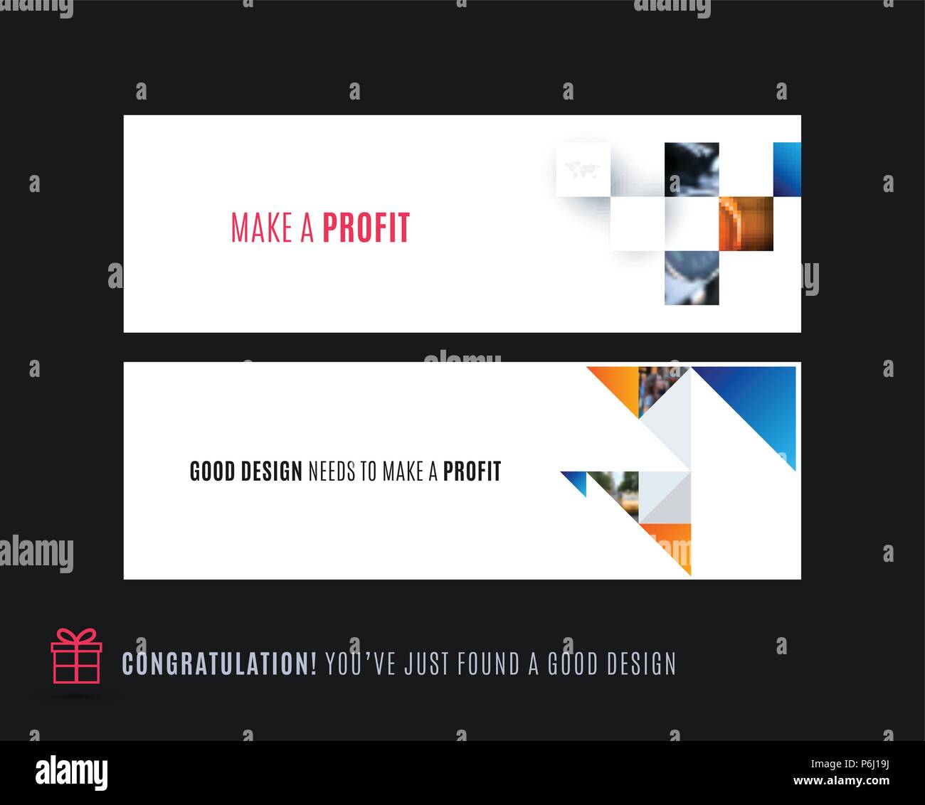 Vettore astratto set di sito web orizzontale banner con fiori colorati e forme astratte per il web design. Illustrazione Vettoriale