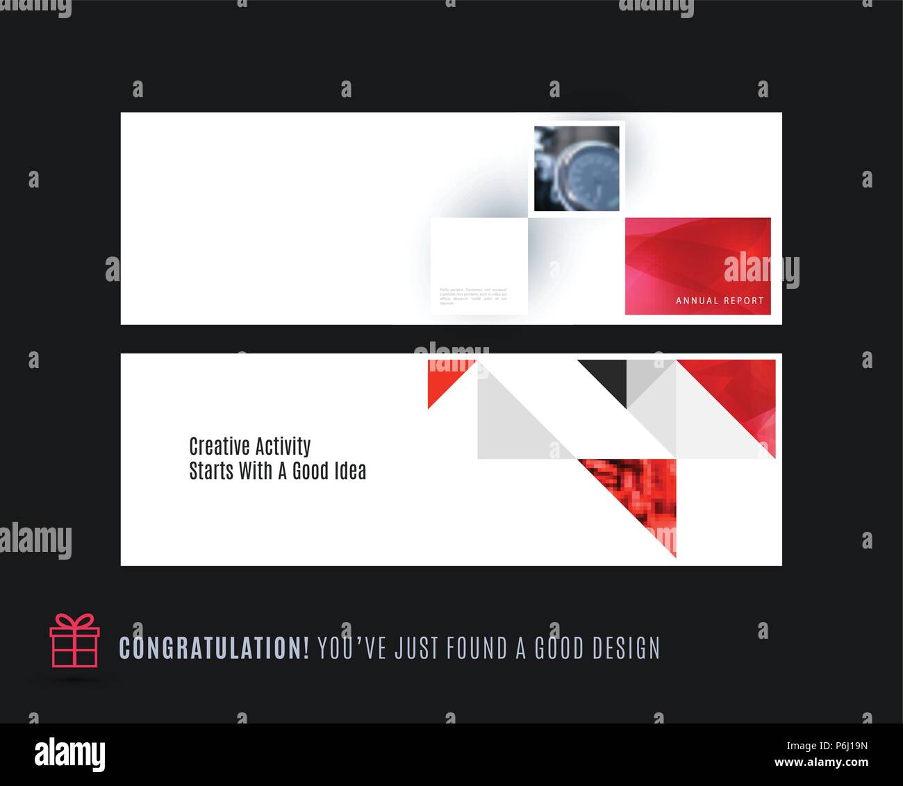 Vettore astratto set di sito web orizzontale banner con fiori colorati e forme astratte per il web design. Illustrazione Vettoriale