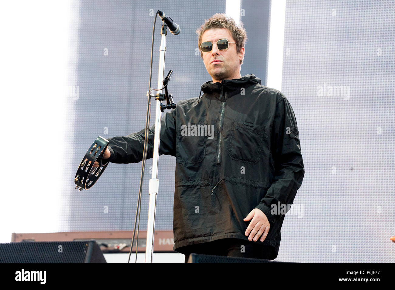 Glasgow, Regno Unito. Il 30 giugno 2018. Liam Gallagher in primo piano il palco principale al Festival TRNSMT 2018, Glasgow Green, Glasgowl 30/06/2018 © Gary Mather/Alamy Live News Foto Stock