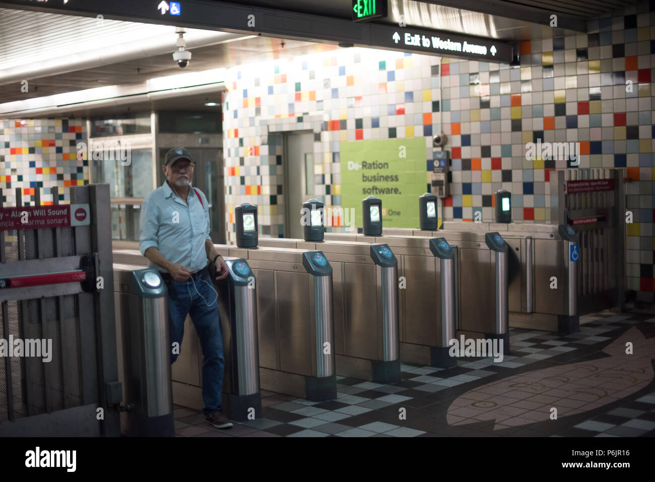 LOS ANGELES, CALIFORNIA - 29 giugno 2018: Hollywood/Western è pesante-ferrovia stazione della metropolitana nella Contea di Los Angeles Metro del sistema ferroviario su Giugno 29, 2018 Foto Stock