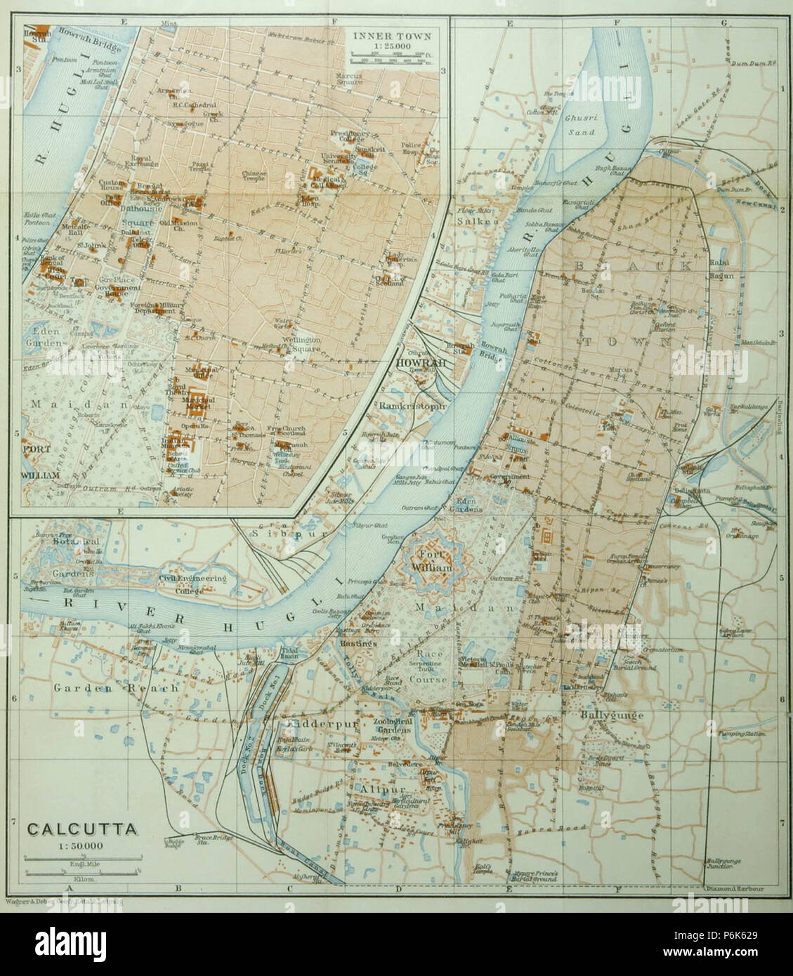 Mappa di Calcutta, ca 1914 Foto Stock