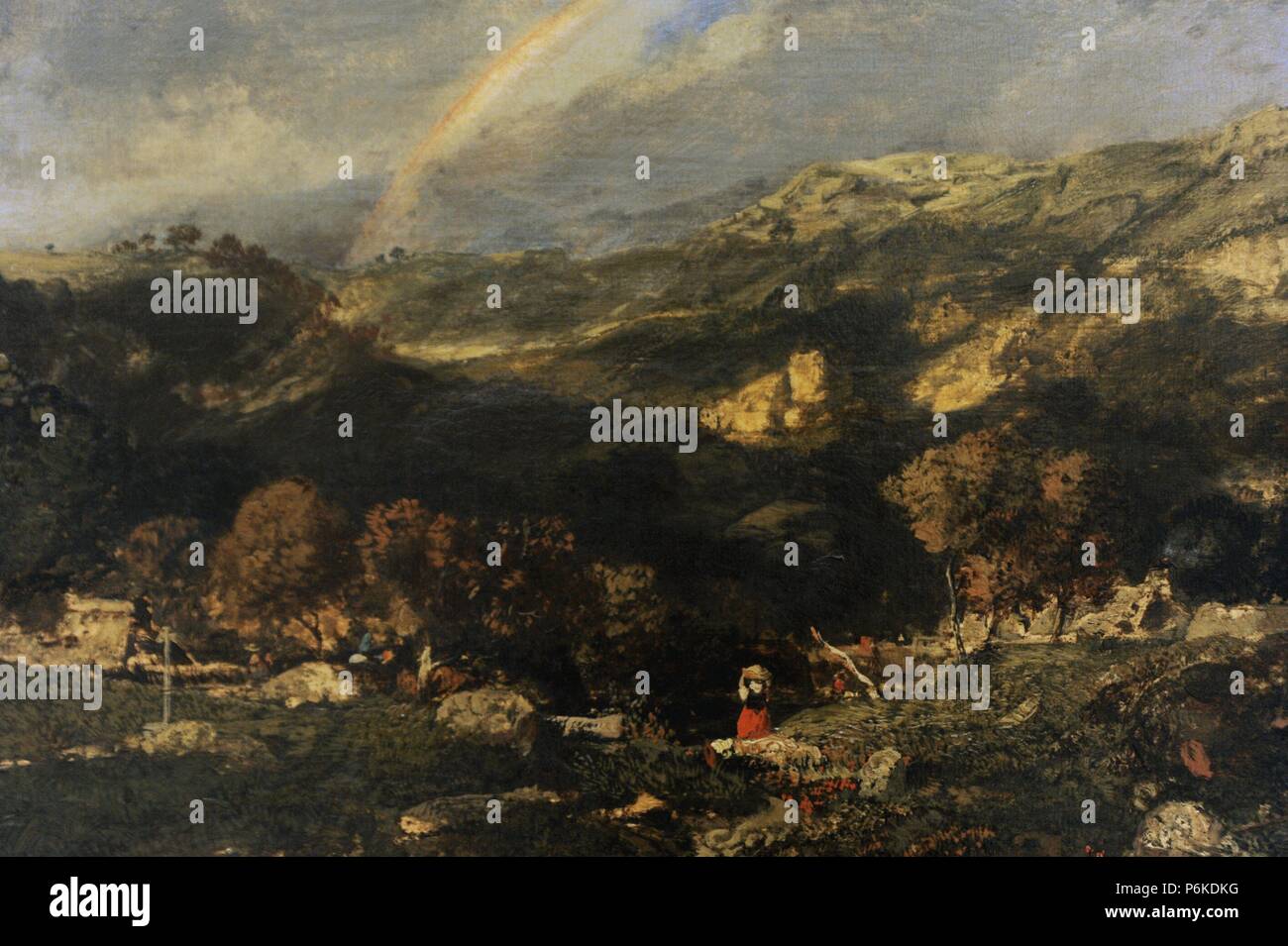 Theodore Rousseau (1812-1867). Pittore Francese. Campo sulla pioggia, 1834/1835. Scuola di Barbizon. Galleria Nazionale. Praga. Foto Stock