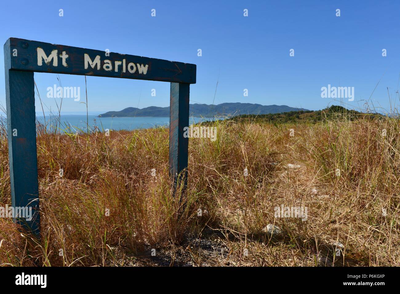 Montare Marlow segno, molti picchi di escursione al Monte Marlow, città di Townsville Queensland comune, 4810, Australia Foto Stock