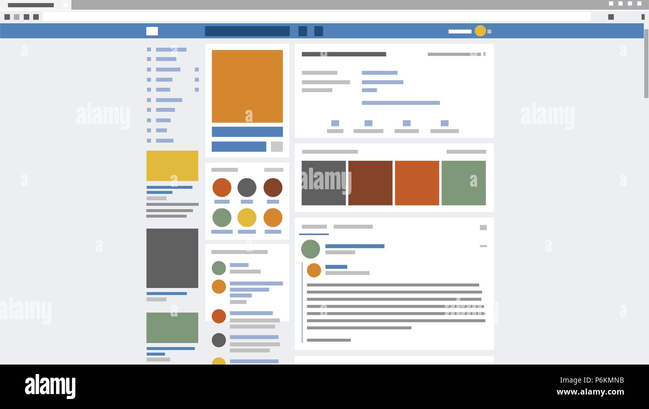 Abstract social network screenshot della pagina Illustrazione Vettoriale