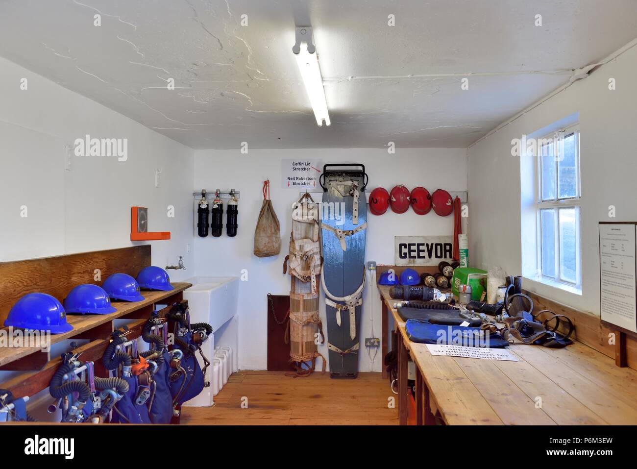 La mia camera al salvataggio,stagno Geevor mine museum,Pendeen,West Penwith,Cornwall,l'Inghilterra,UK, Foto Stock