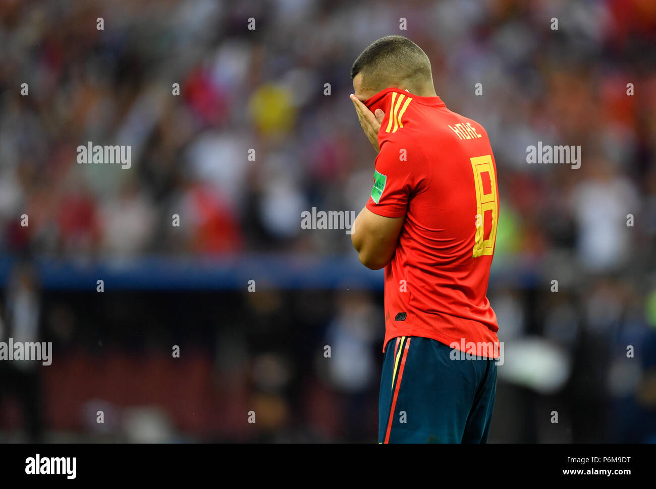 Mosca, Russia. 1 Luglio, 2018. Calcio World Cup 2018, ultimo round, round di 16: Spagna vs. Russia al Luschniki Stadium. Spagna Koke. Credito: Marius Becker/dpa/Alamy Live News Foto Stock