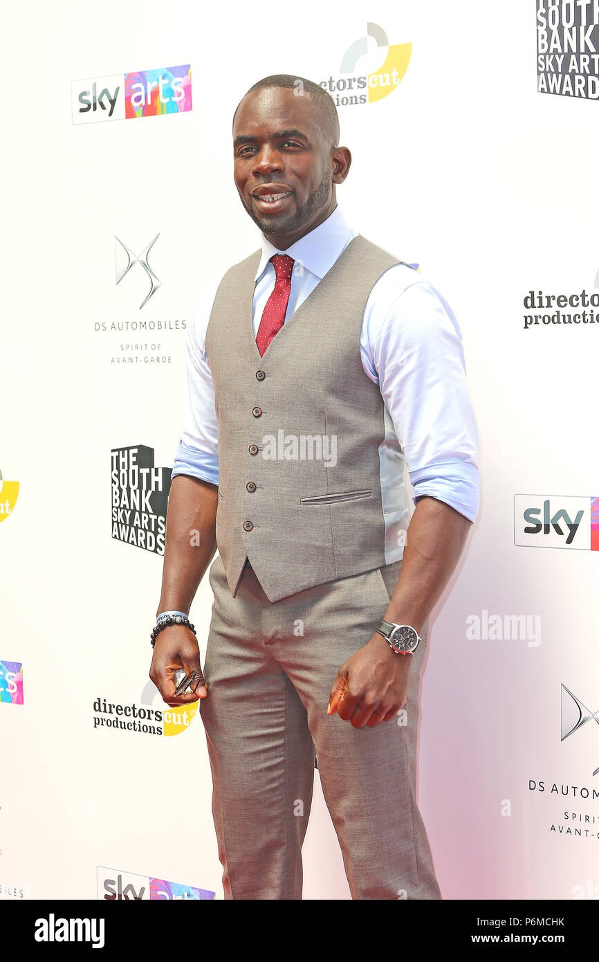 Londra, Regno Unito. 1 Luglio, 2018. Jimmy Akingbola, South Bank Sky Arts Awards, il Savoy Hotel di Londra, UK, 01 luglio 2018, Foto di Richard Goldschmidt Credito: ricca di oro/Alamy Live News Foto Stock