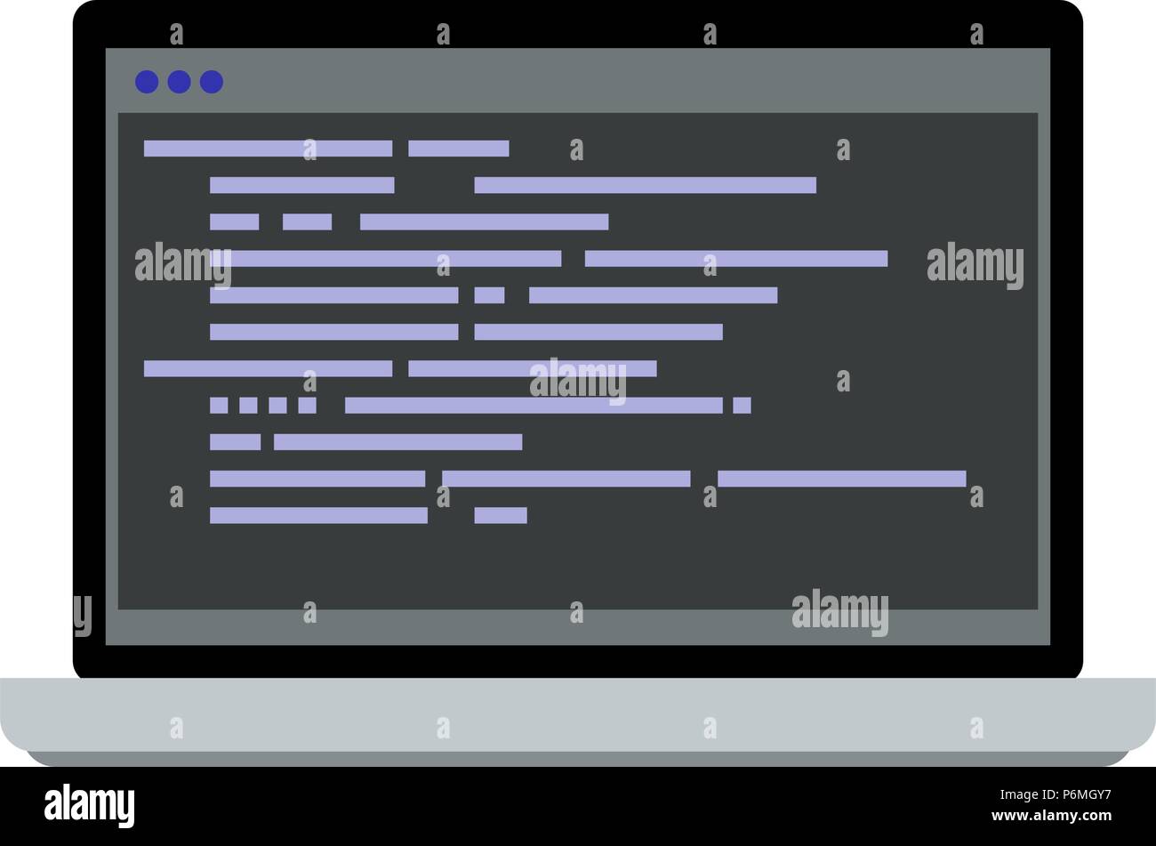 Programmazione su laptop. Applicazione software per computer, il processo di programmazione. Illustrazione Vettoriale Illustrazione Vettoriale