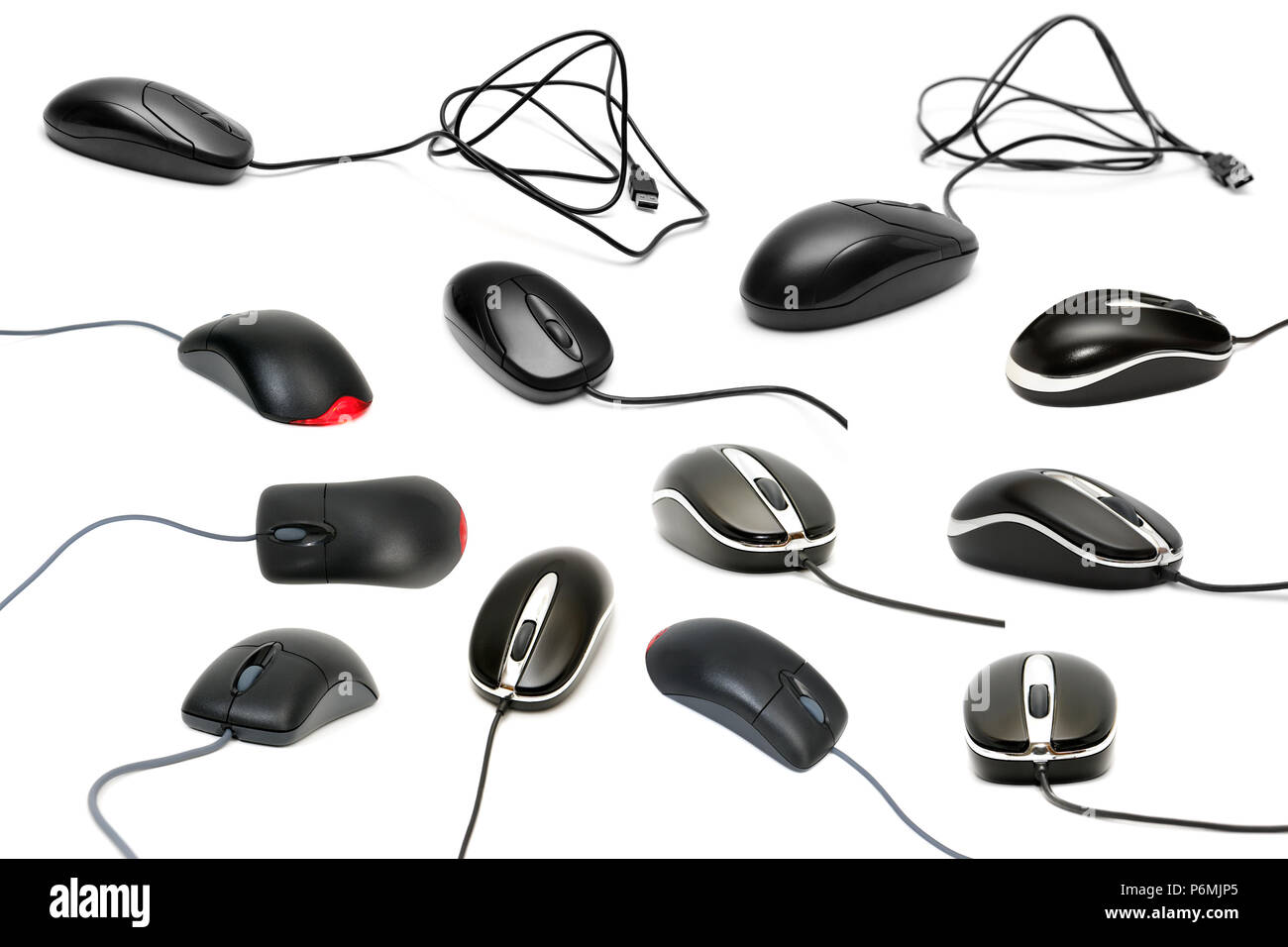 Impostare il mouse del computer isolati su sfondo bianco Foto Stock
