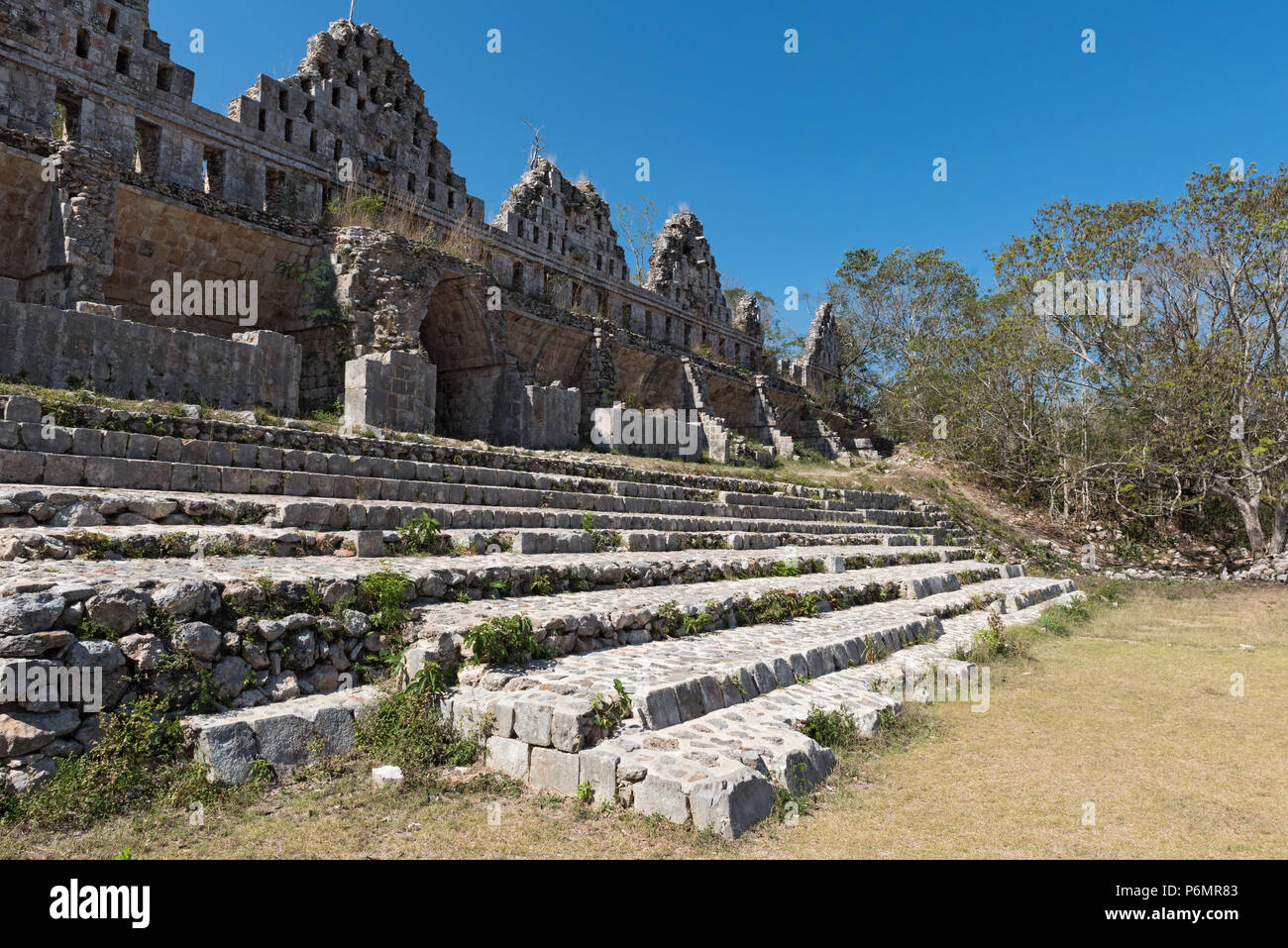 I ruderi di antiche città maya di Uxmal. UNESCO World Heritage Site, Yucatan, Messico Foto Stock