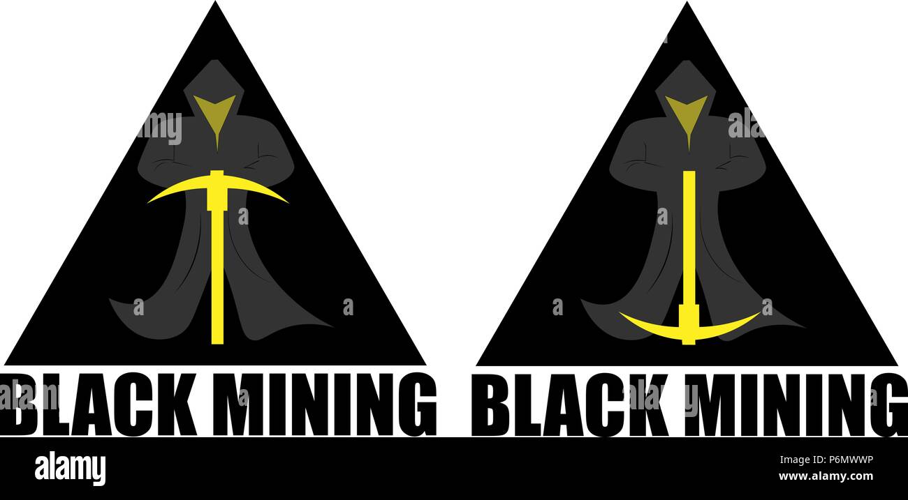 Il minatore crypto valuta nel triangolo nero minatore logo minimalista Illustrazione Vettoriale