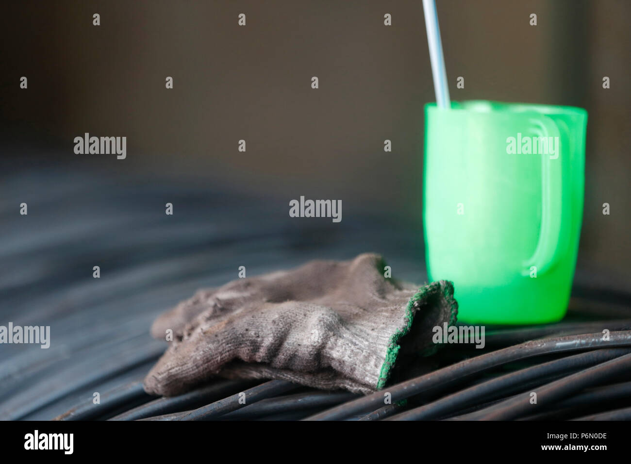 Tondino in acciaio per cemento armato costruzione edilizia. In Cai Be. Il Vietnam. Foto Stock