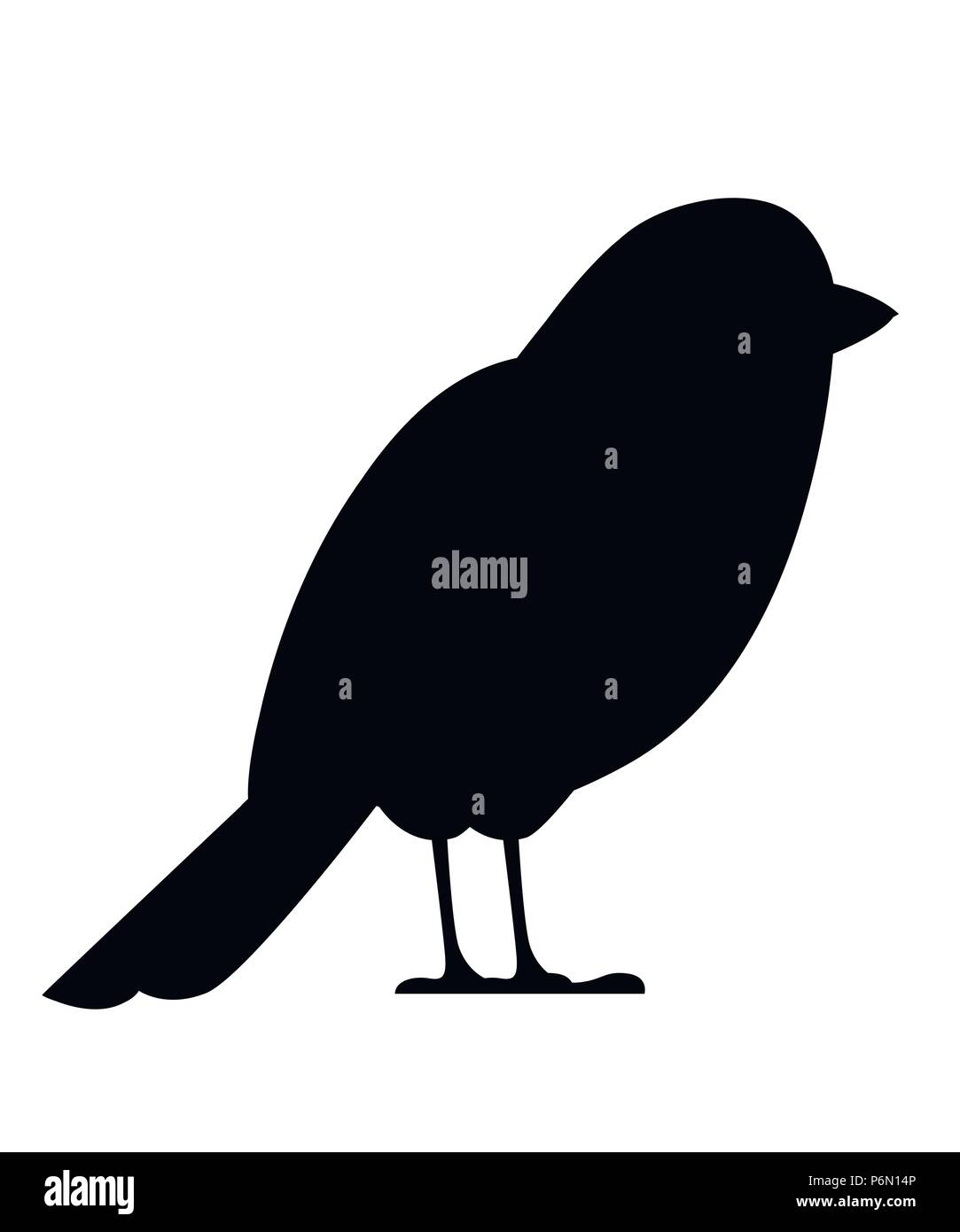Silhouette nera. Sparrow bird. Appartamento cartoon character design. Black Bird icona. Carino sparrow per mondo sparrow giorno. Illustrazione di vettore isolato su wh Illustrazione Vettoriale