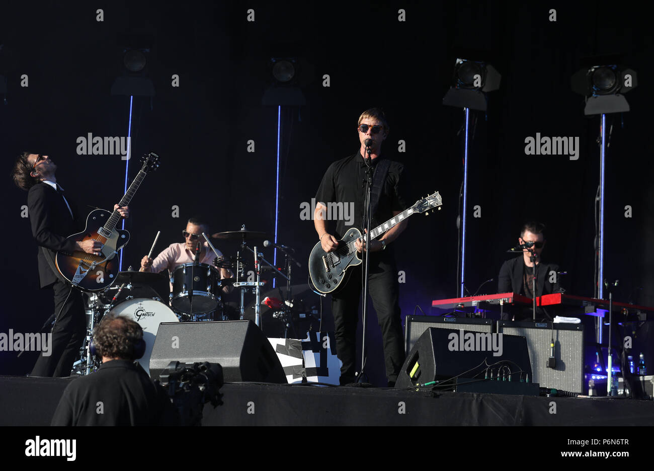 Interpol eseguire sul palco principale durante il festival TRNSMT su Glasgow Green in Glasgow. Foto Stock