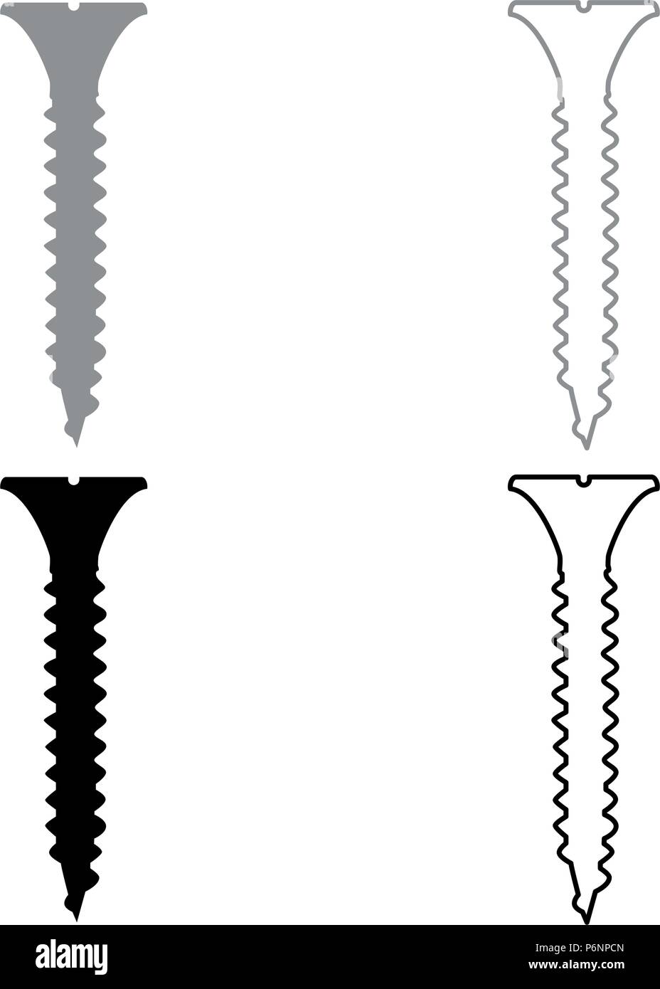 Avvitare il set di icone di colore grigio colore nero ho uno stile piatto semplice immagine Illustrazione Vettoriale