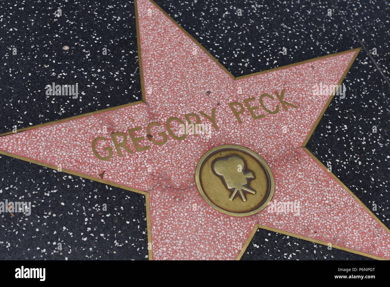 HOLLYWOOD, CA - 29 Giugno: Gregory Peck stella sulla Hollywood Walk of Fame in Hollywood, la California il 29 giugno 2018. Foto Stock