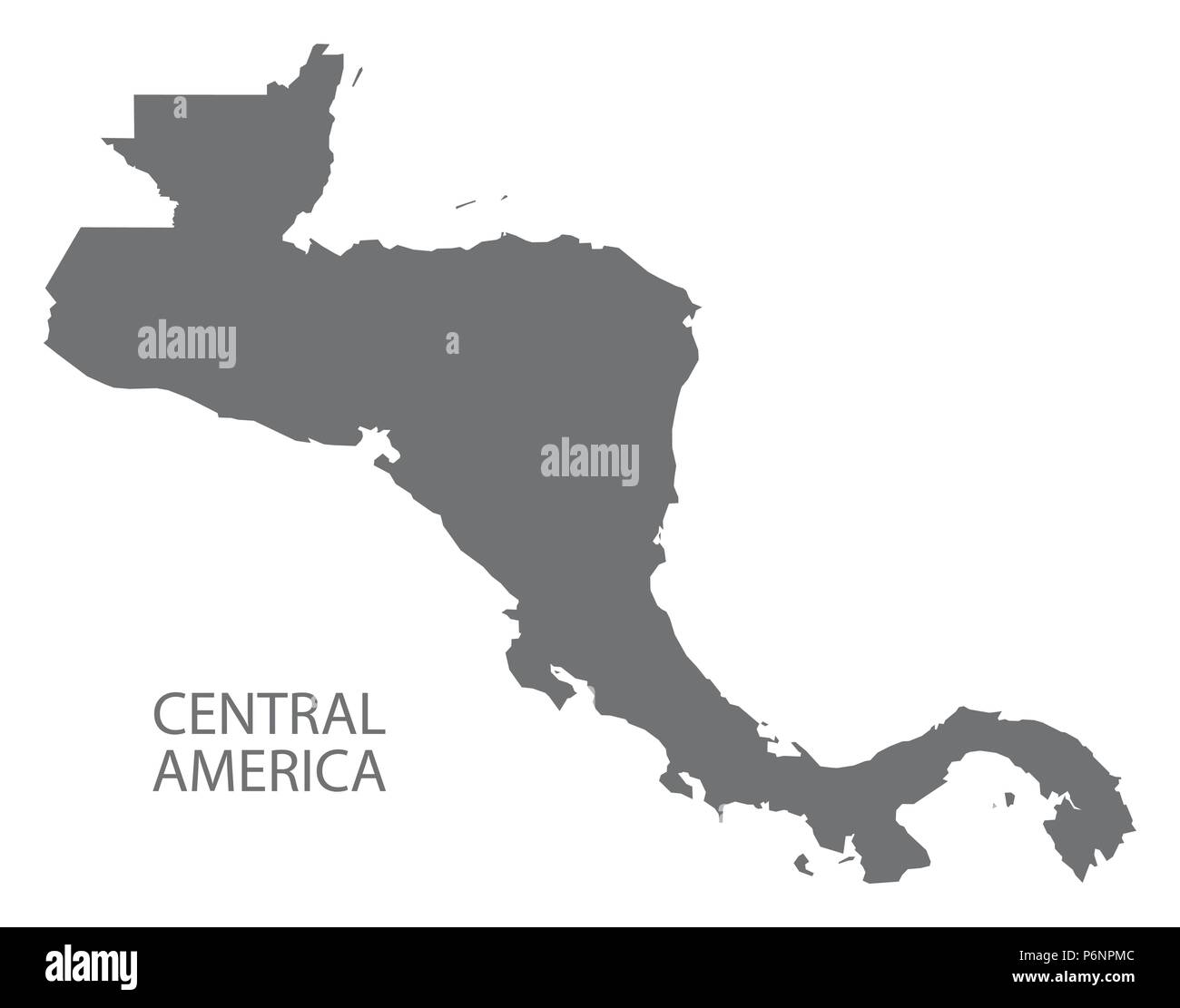 America centrale mappa grigio illustrazione silhouette Illustrazione Vettoriale