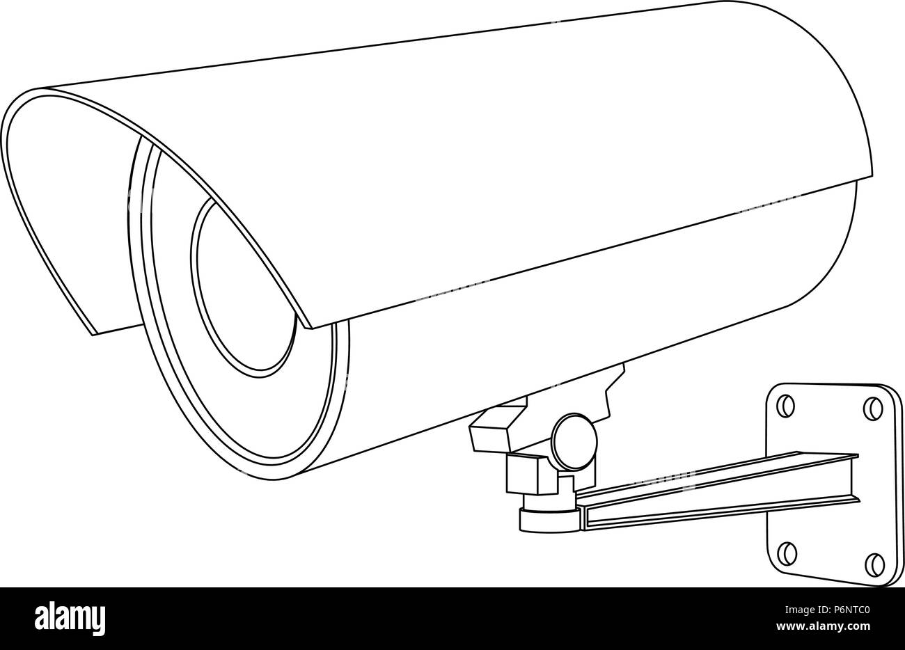 Telecamera TVCC. Profilo illustrazione vettoriale isolati su sfondo bianco Illustrazione Vettoriale