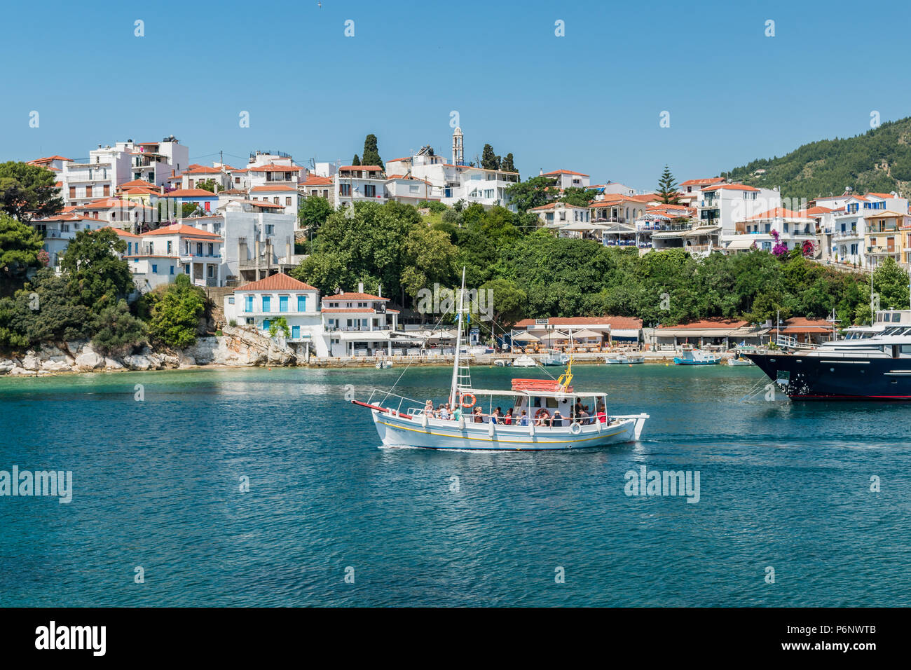 Gite in barca da Skiathos Grecia. Foto Stock