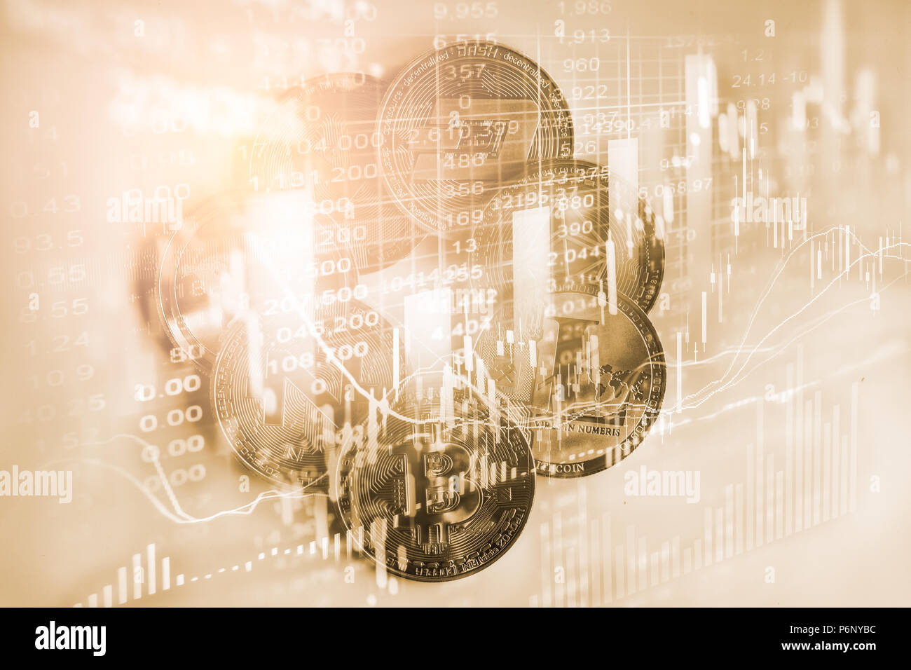 Moderno modo di exchange. Bitcoin è comodo il pagamento in economia globale del mercato. Virtual valuta digitale e investimenti finanziari del concetto di commercio. Abstr Foto Stock