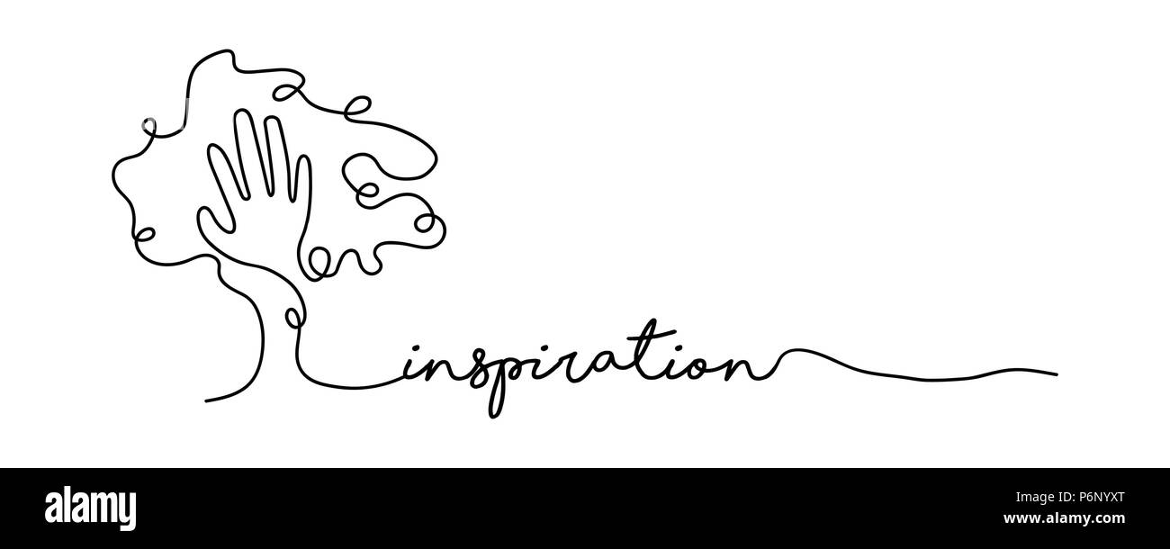 Ispirazione concept web banner con linea continua illustrazione di mano all'interno di una struttura ad albero. EPS10 vettore. Illustrazione Vettoriale