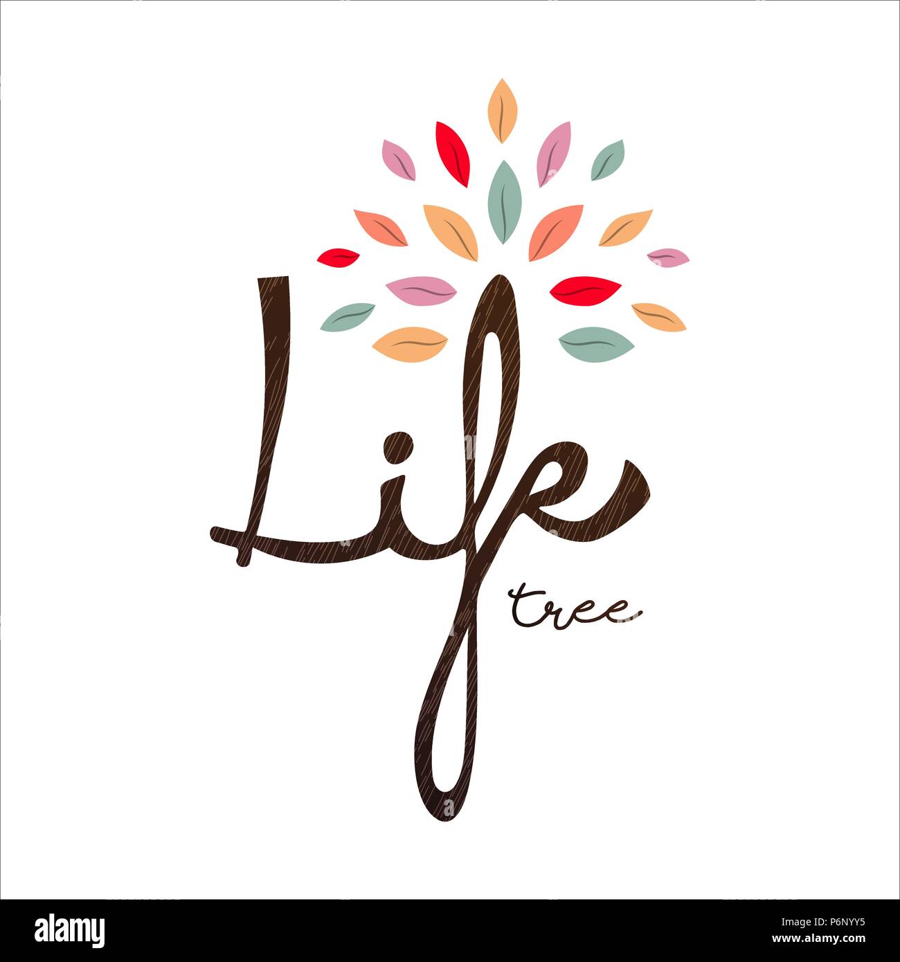 Albero di vita citazione di testo con l'annata di consistenza e di colore di autunno foglie. Concetto illustrazione per la cura per l ambiente o Natura progetto di guida. EPS10 vettore. Illustrazione Vettoriale