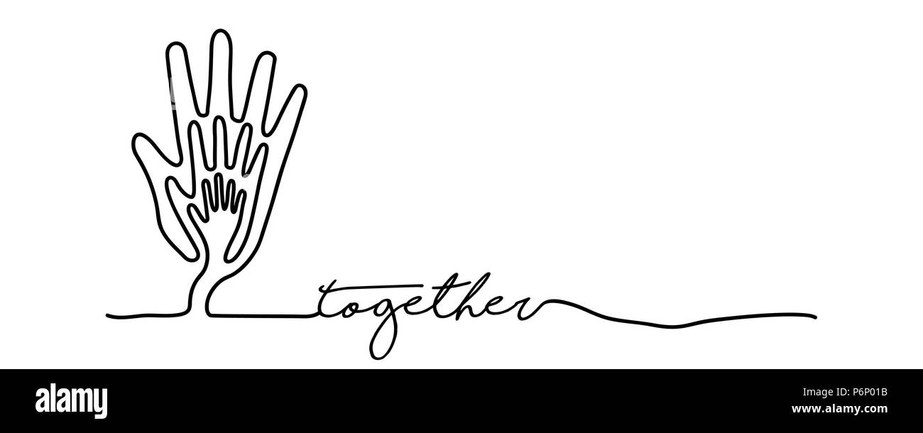 Stare insieme concept web banner con linea continua illustrazione di mano all'interno di una struttura ad albero. EPS10 vettore. Illustrazione Vettoriale