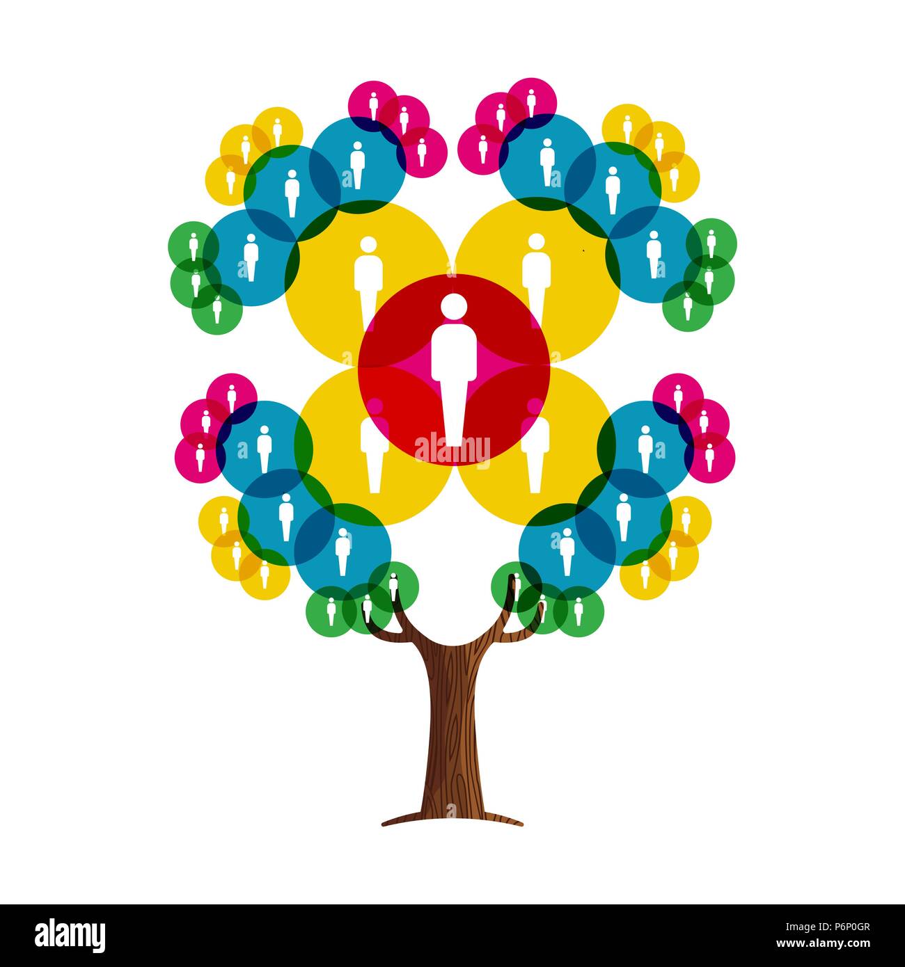 Tree fatta di persone in linea profilo avatar. Concetto illustrazione per la comunità aiuto, rete sociale progetto o di comunicazione di internet. EPS10 vettore. Illustrazione Vettoriale