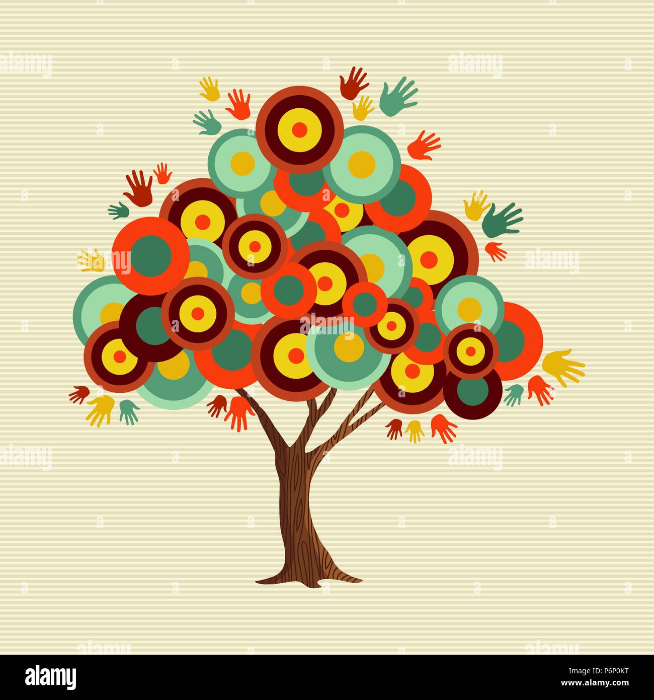 Tree fatta di colorate forme astratte. Vintage colore texture geometriche per la divertente idea concettuale. EPS10 vettore. Illustrazione Vettoriale