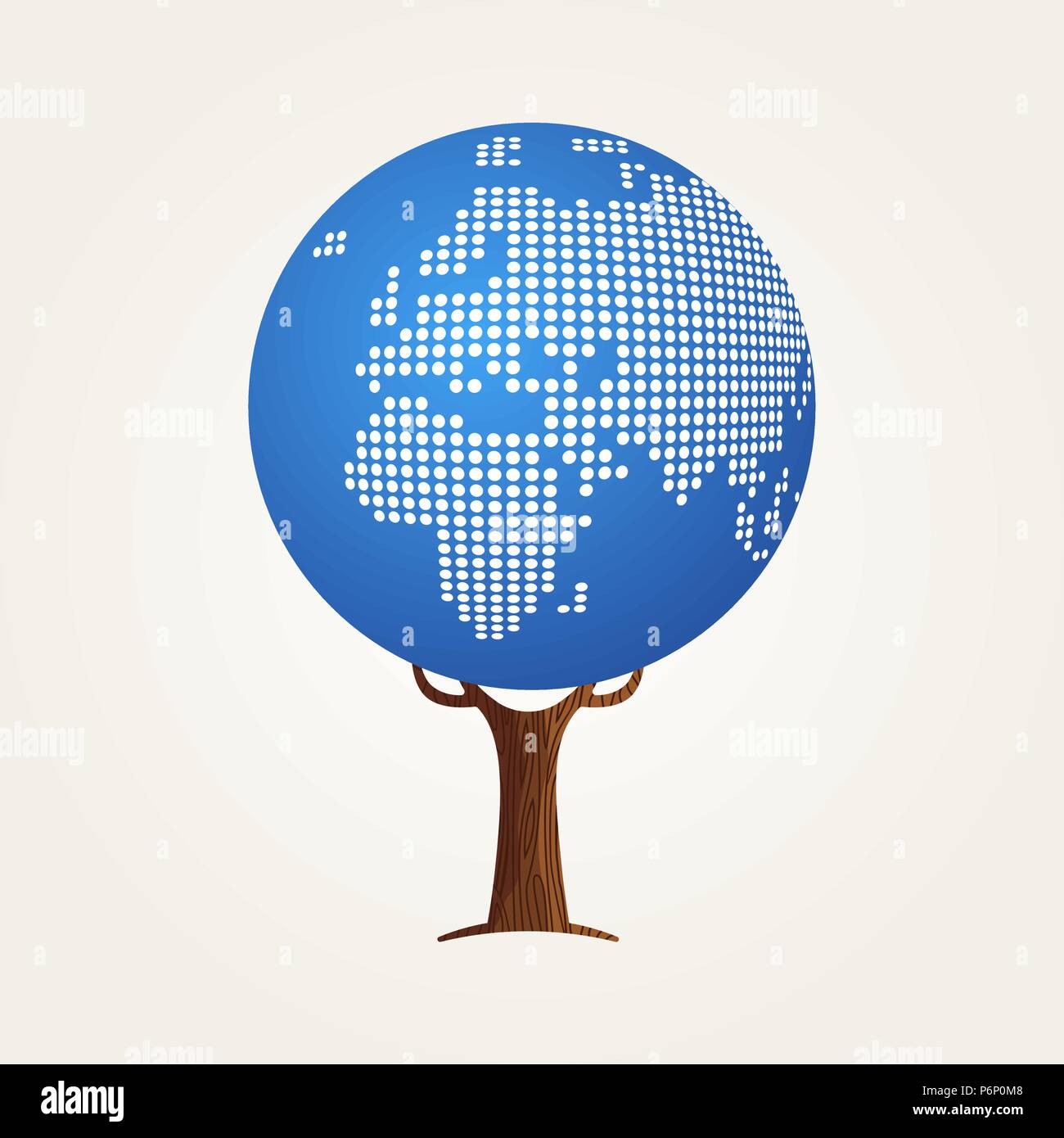 Albero realizzato in Europa e Africa mappa del mondo. Concetto illustrazione circa la comunicazione globale, progetto internet o di business a livello mondiale. EPS10 vettore. Illustrazione Vettoriale