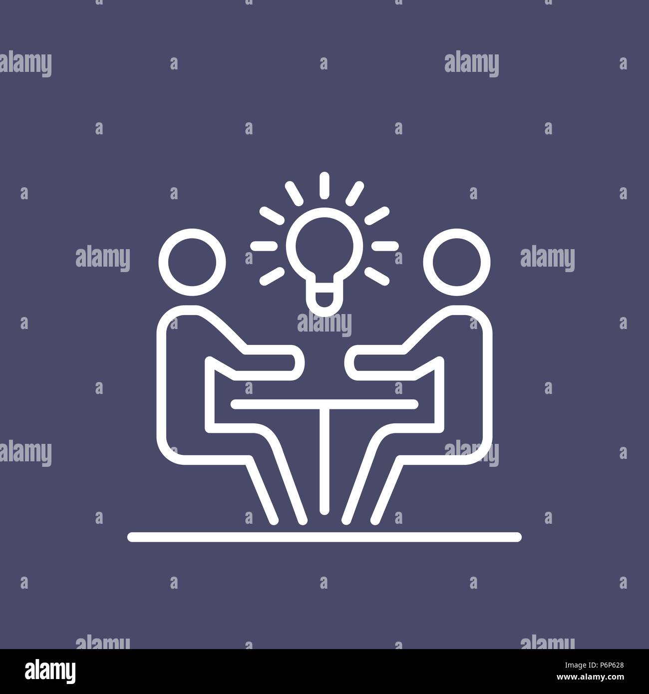 Il lavoro di squadra la gente di affari icona linea semplice illustrazione piana. Illustrazione Vettoriale