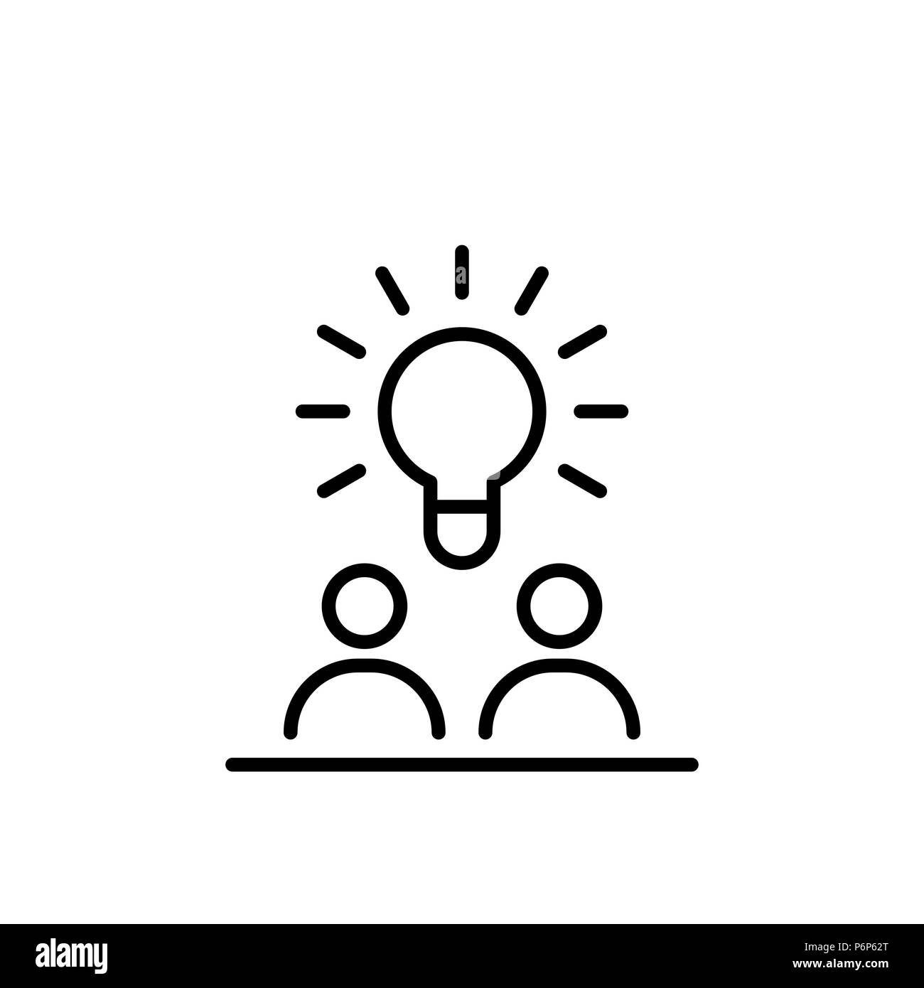 Il lavoro di squadra la gente di affari icona linea semplice illustrazione piana. Illustrazione Vettoriale