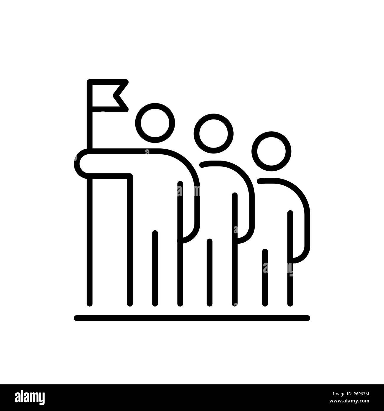 Il lavoro di squadra la gente di affari icona linea semplice illustrazione piana. Illustrazione Vettoriale