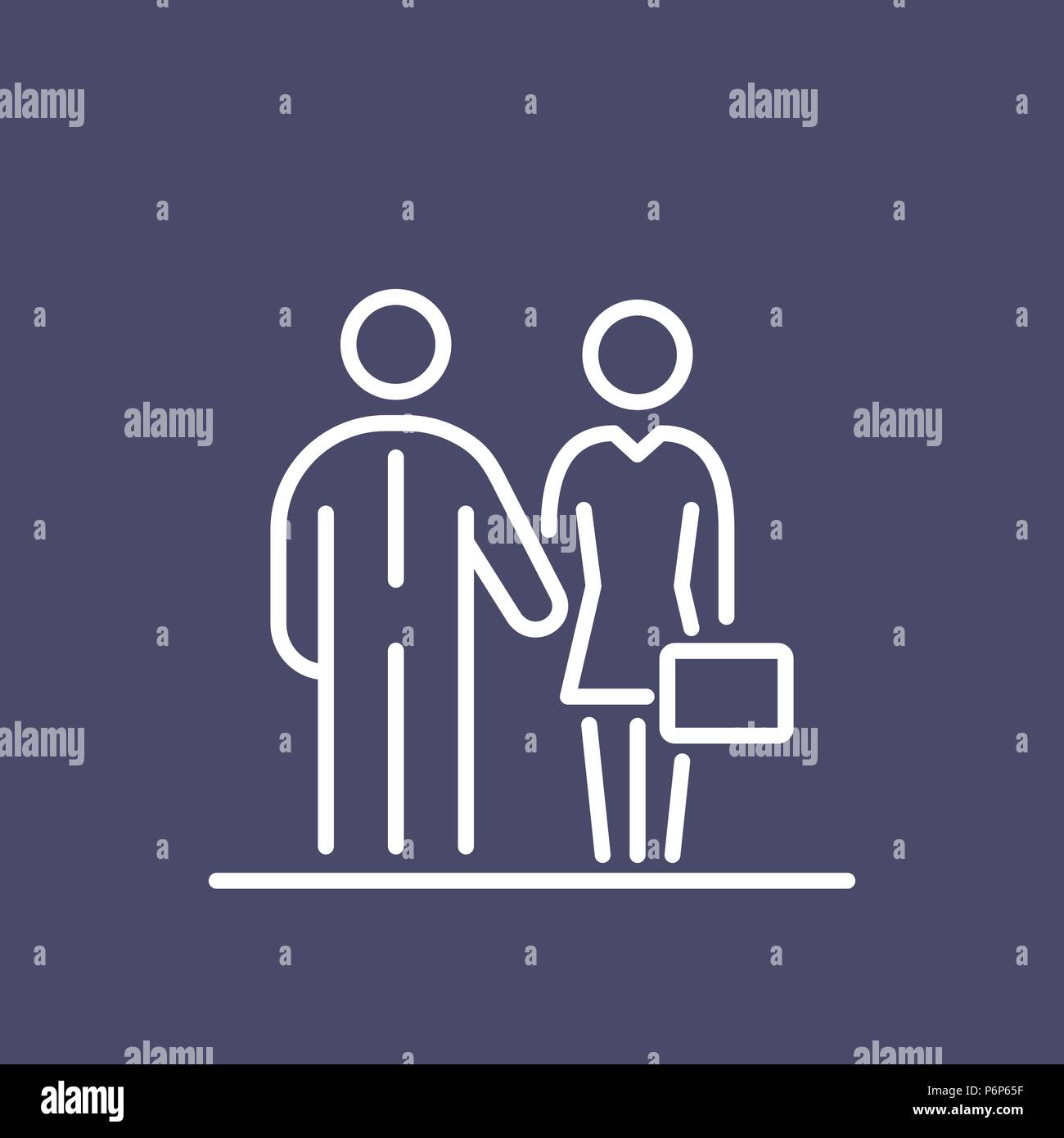 Il lavoro di squadra la gente di affari icona linea semplice illustrazione piana. Illustrazione Vettoriale