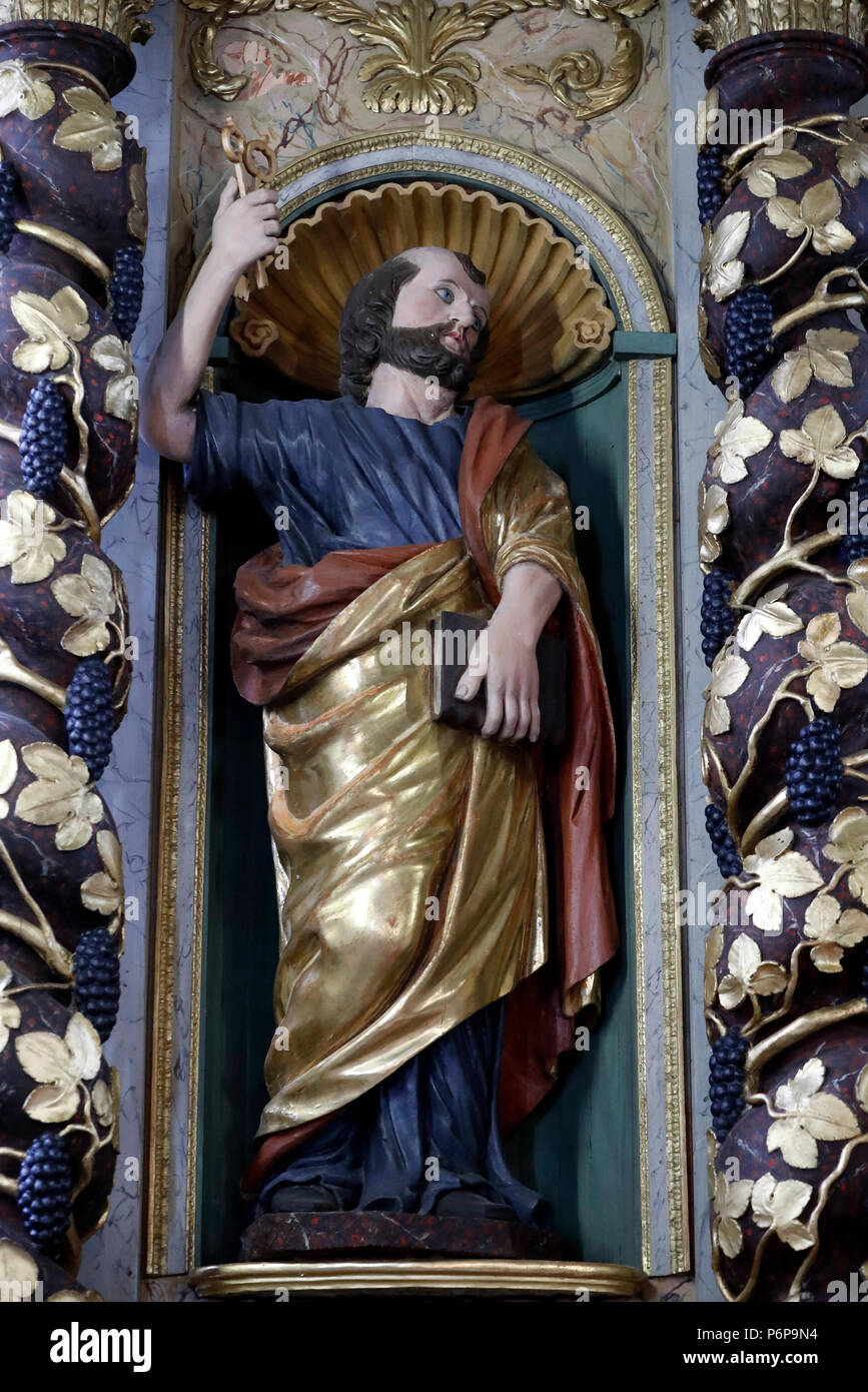 Saint Pierre e la chiesa di Saint Paul. Reredos barocca. San Pietro. Passy. La Francia. Foto Stock