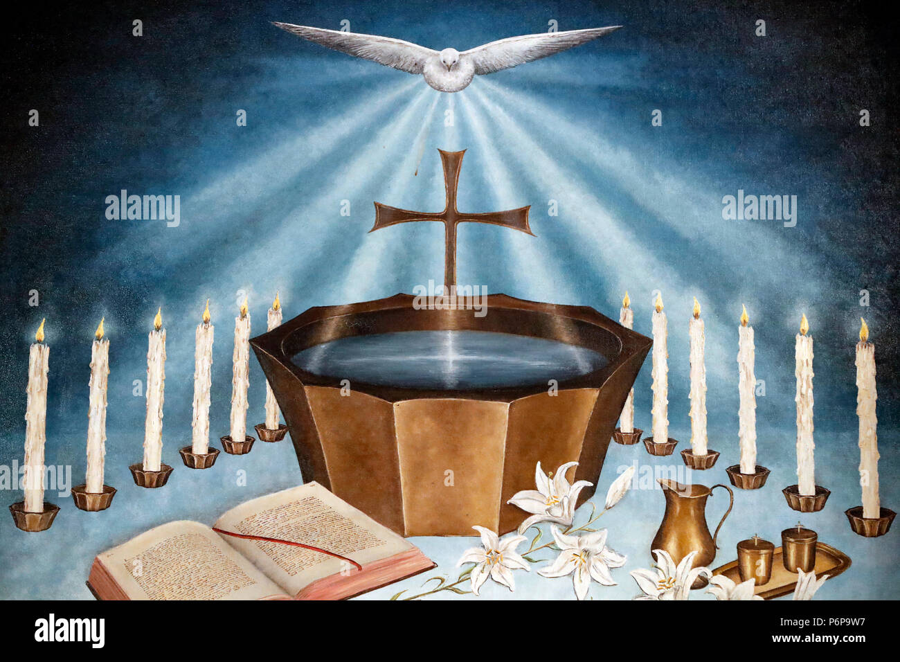 Saint-Andre chiesa. Battistero e Spirito Santo. Foto Stock