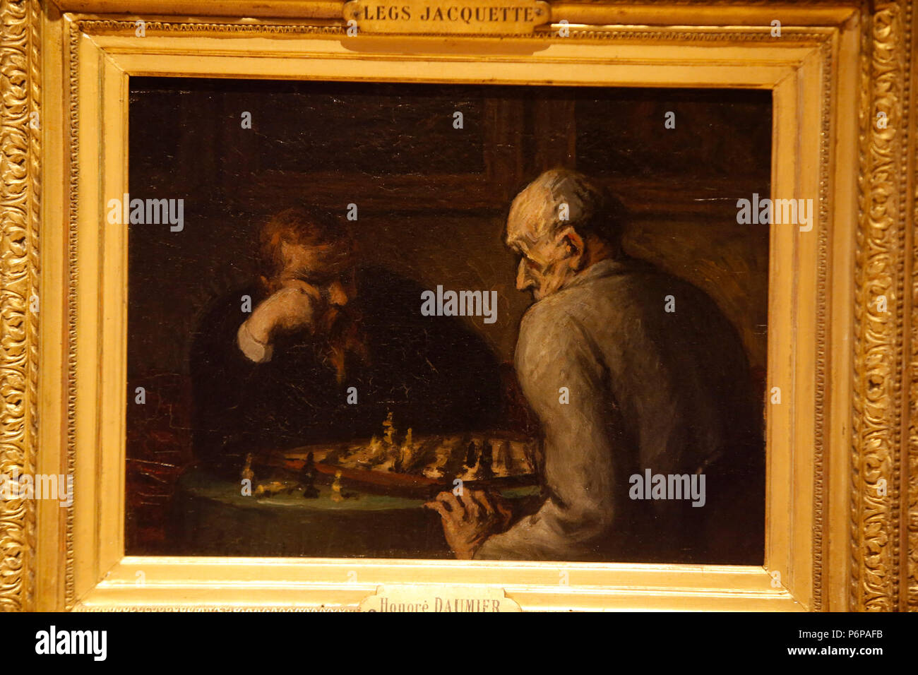 Petit Palais museum, Parigi, Francia. HonorŽ Daumier, Joueurs d'Žchecs (i giocatori di scacchi), dopo il 1860, olio su legno. Foto Stock