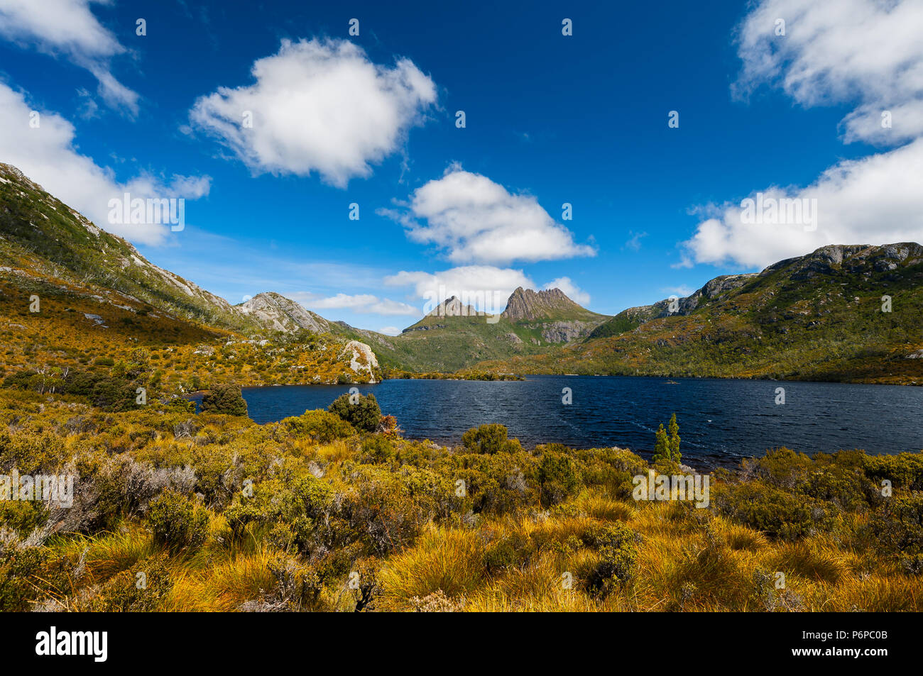Vista sul lago di Colomba di Cradle Mountain. Foto Stock