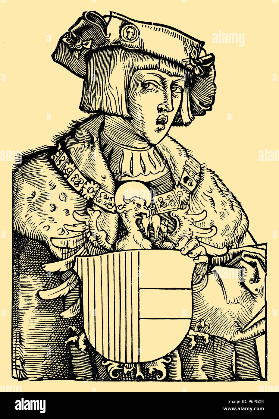Carlo V (1500-1558), l'imperatore del Sacro Romano Impero, nel 1521, dopo una xilografia di Albrecht Dürer. Da un opuscolo di Ulrich von Huttens, Albrecht Dürer 1899 Foto Stock