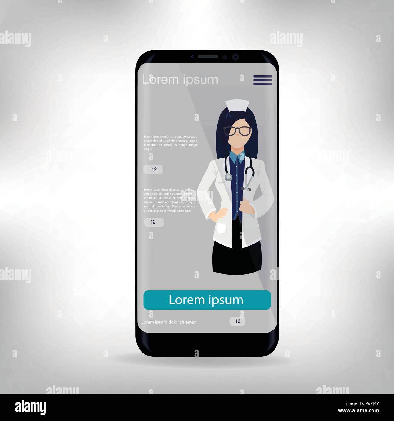 Medico online, assistente medico nel nuovo smartphone, vettore Illustrazione Vettoriale