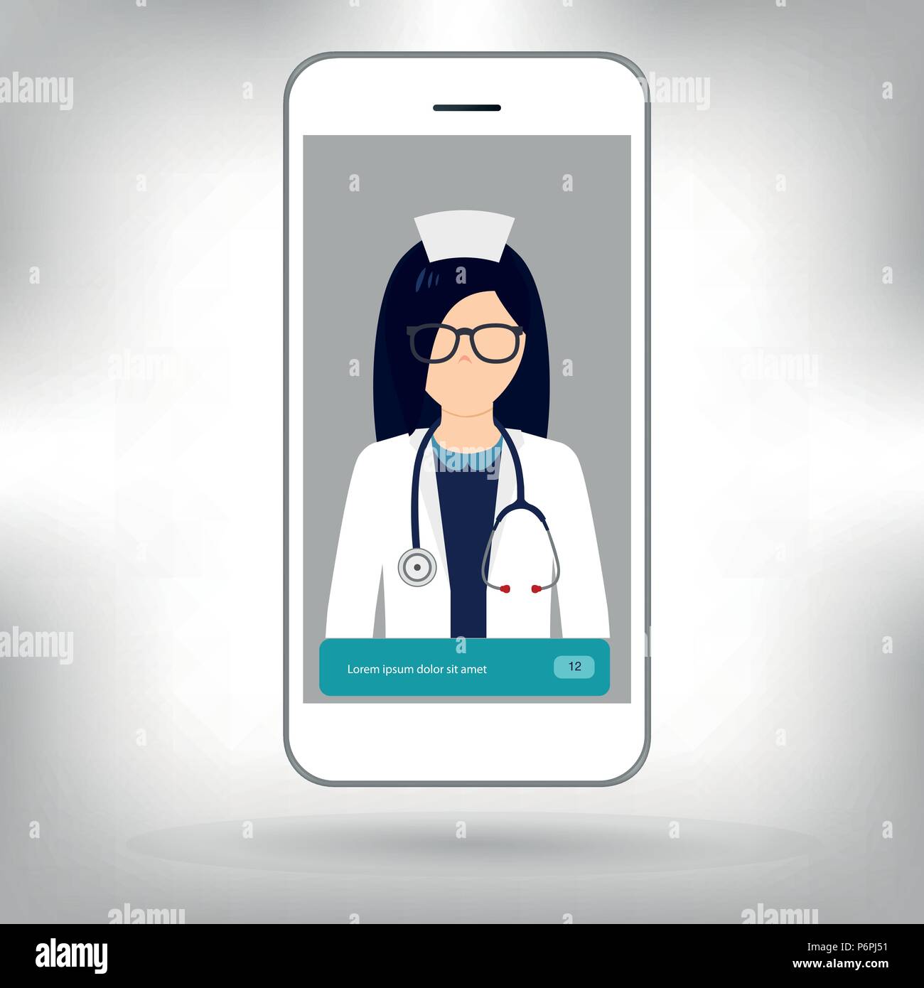 Medico online, assistente medico nel nuovo smartphone, vettore Illustrazione Vettoriale