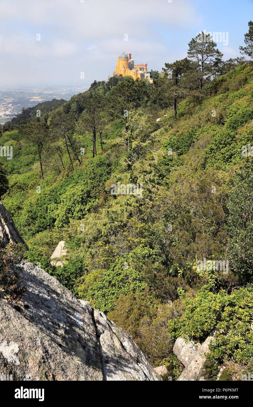 Pena nel Palazzo di Sintra, Portogallo. Il romanticismo architettura. Foto Stock