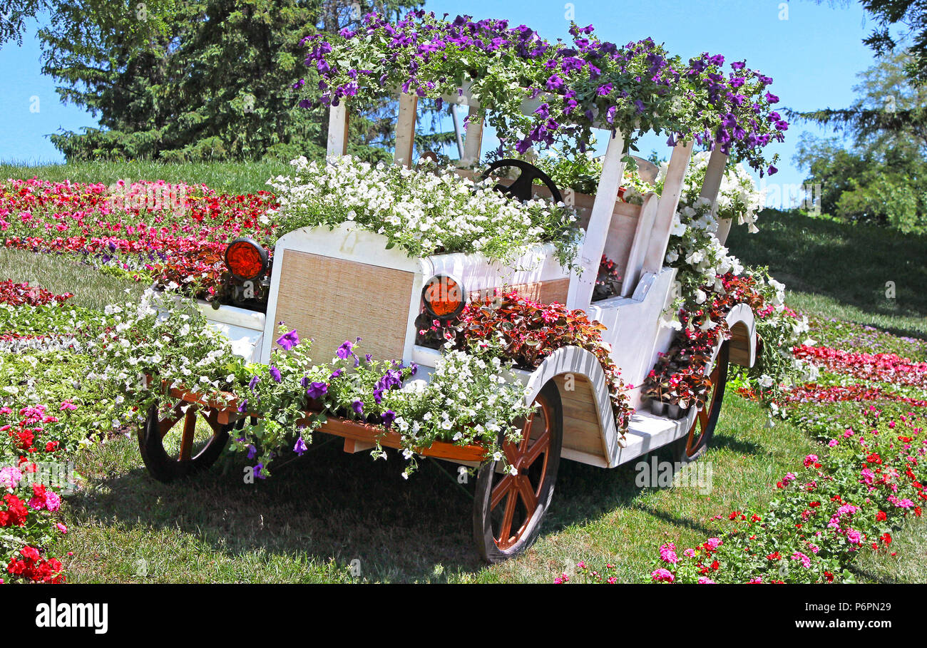 Kiev, Ucraina - 25 Maggio 2013: vetture di fiori in mostra al polo Spivoche a Kiev, Ucraina Foto Stock