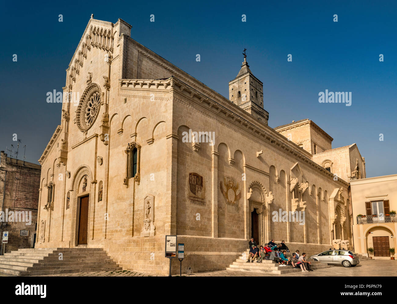 Matera cattedrale del XIII secolo, romanico pugliese, a Matera, Basilicata, Italia Foto Stock