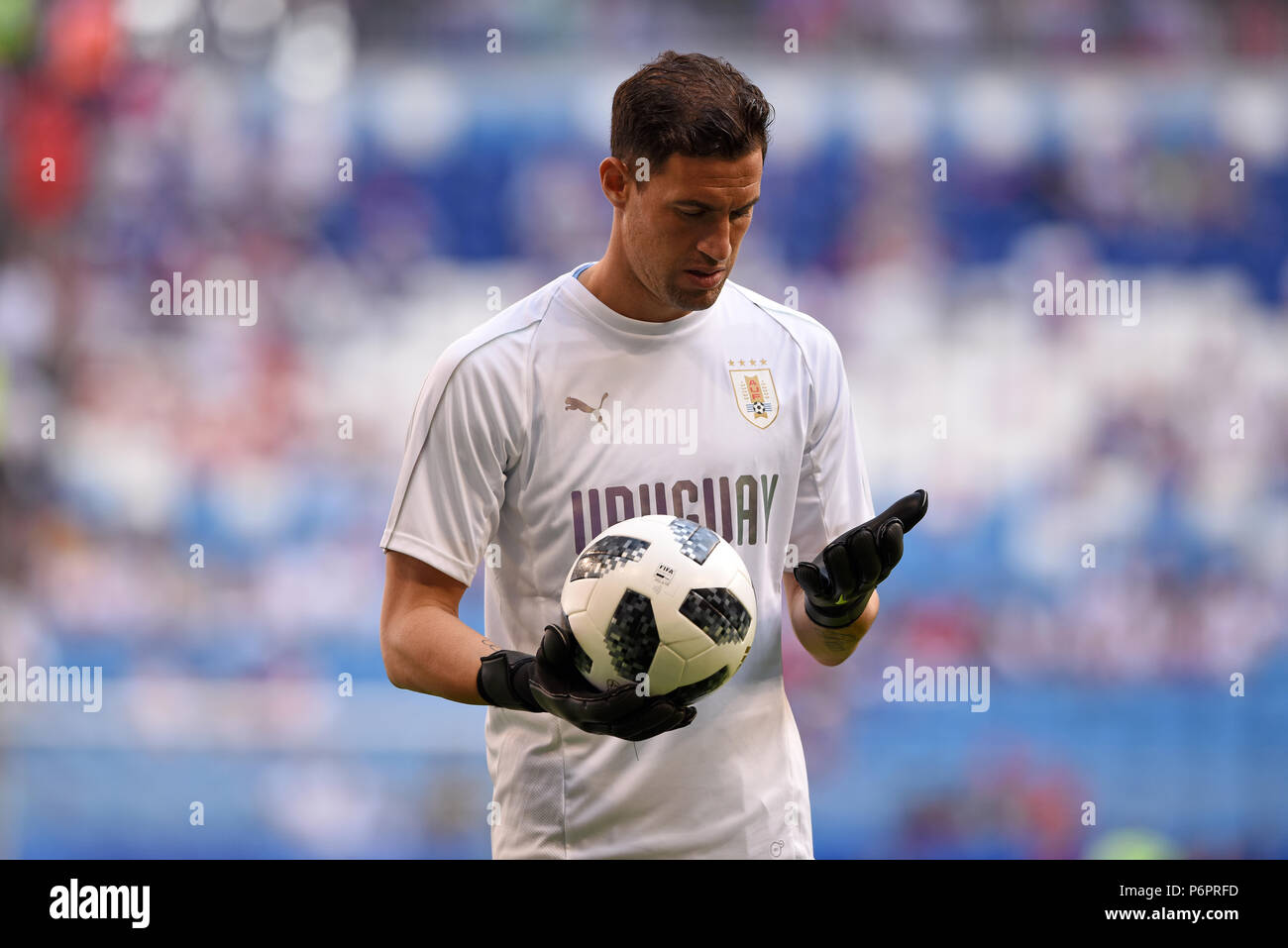 Samara, Russia - 25 giugno 2018. Sostituto portiere uruguaiano Martin Silva in formazione prima della Coppa del Mondo FIFA 2018 match Uruguay vs Russia. Foto Stock