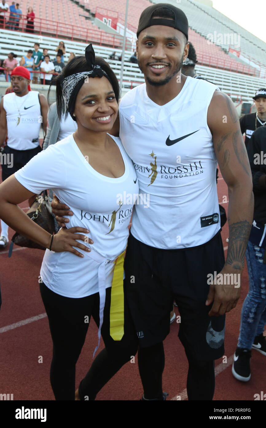 Long Beach, CA. Il 30 giugno, 2018. Kyla Pratt & Trey Songz frequentare il J. Ross celebrità del gioco del calcio, Giugno 30, 2018 a Veterans Memorial Stadium a Long Beach, California. Credito: Walik Goshom/media/punzone Alamy Live News Foto Stock