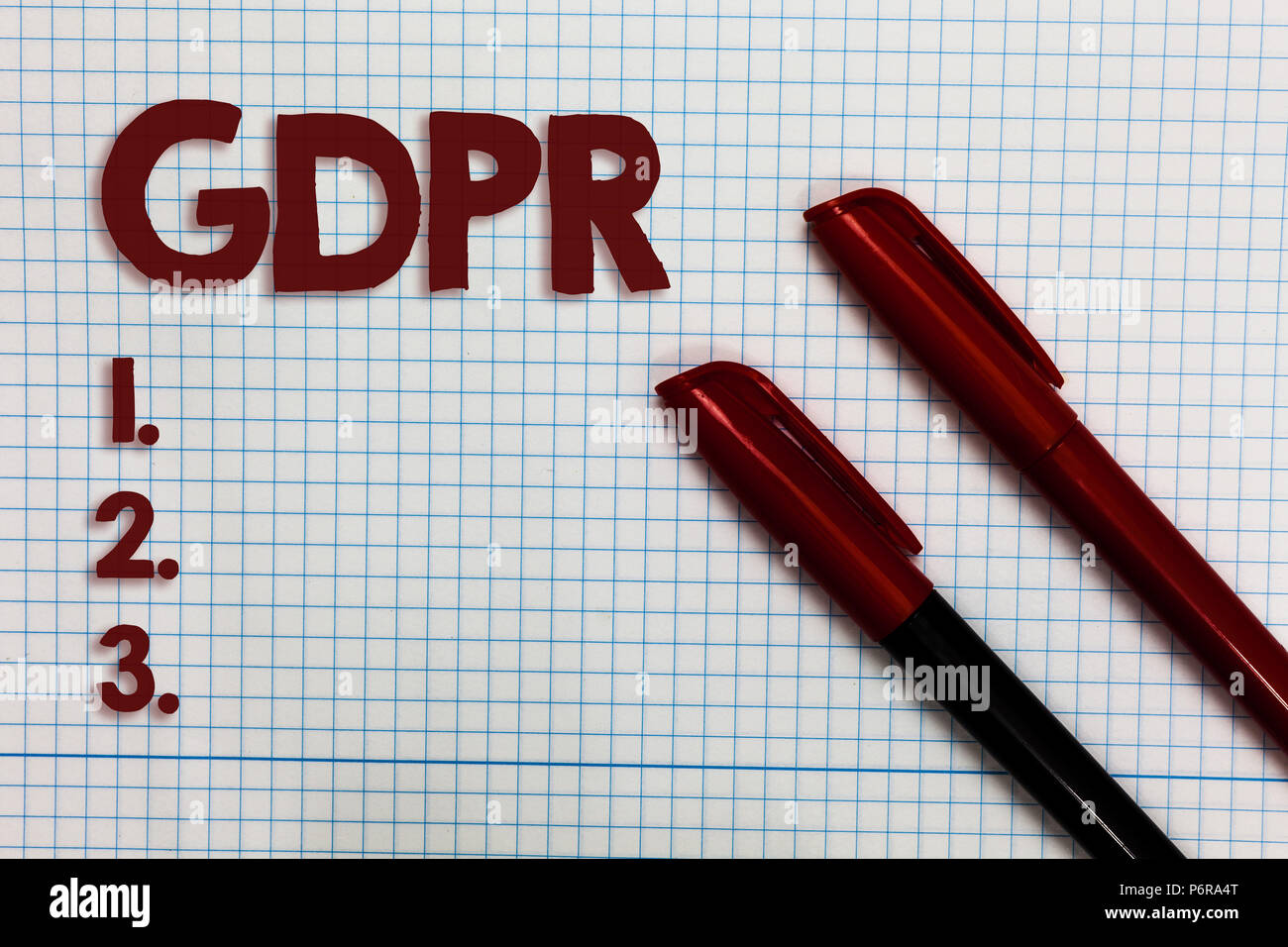 Conceptual la scrittura a mano che mostra il PILR. Business photo presentazione generale della protezione dei dati il Regolamento privacy leggi UE Grafico conformità idee carta import Foto Stock